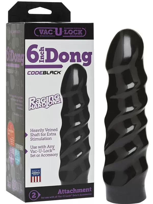 Насадка-фаллоимитатор Vac-U-Lock 6” Raging Hard-Ons – черный