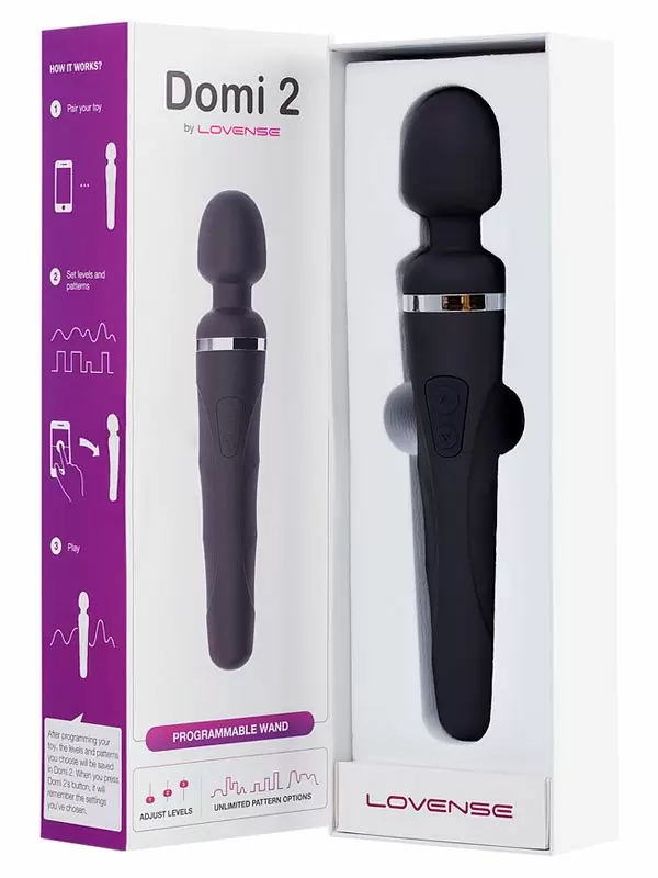 Мощный вибратор Lovense Domi 2, 10 режимов, 23,3 см, черный