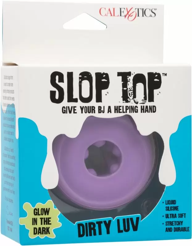 Эрекционное кольцо-бампер SLOP TOP DIRTY LUV, диаметр 2,5 см, силикон, светящийся, фиолетовый