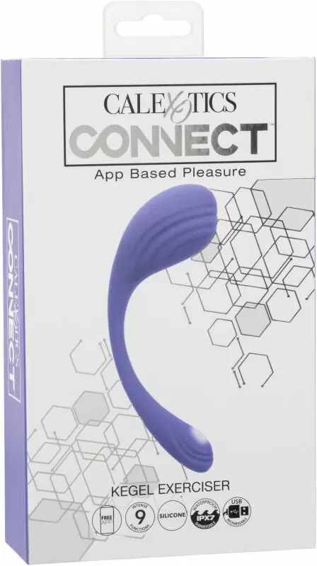 Рельефный вибромассажер-тренажер кегеля CALEXOTICS CONNECT™ KGL EXRCSR, 18,5 см, 9 режимов, синий