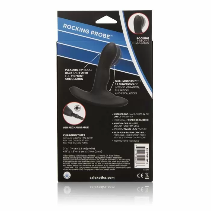 Стимулятор простаты Wireless Rocking Probe, 9 см, с ротацией, черный