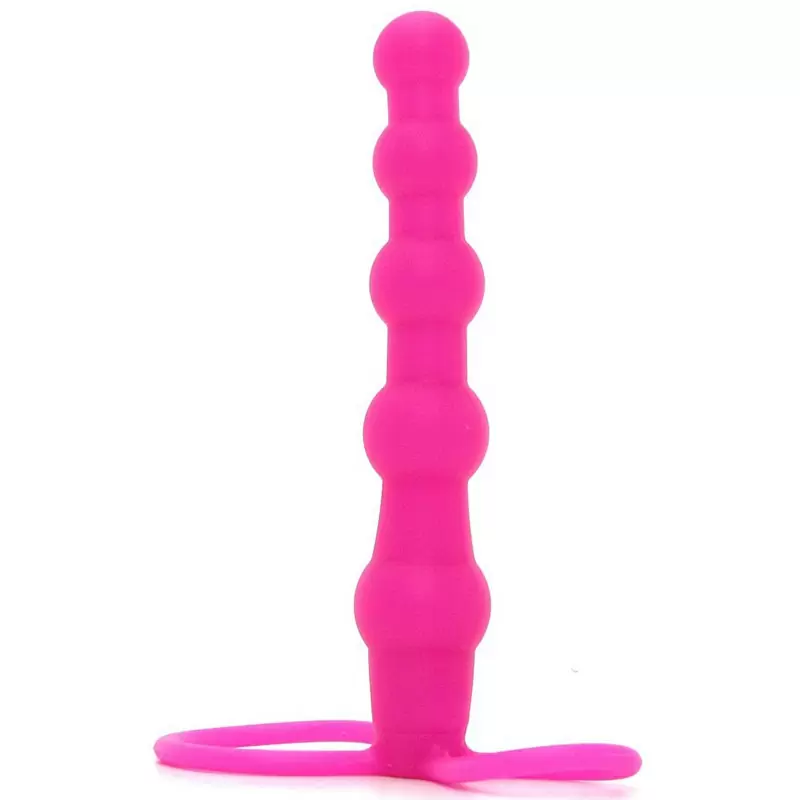 Мужской страпон Beaded Dual Penetrator - Pink
