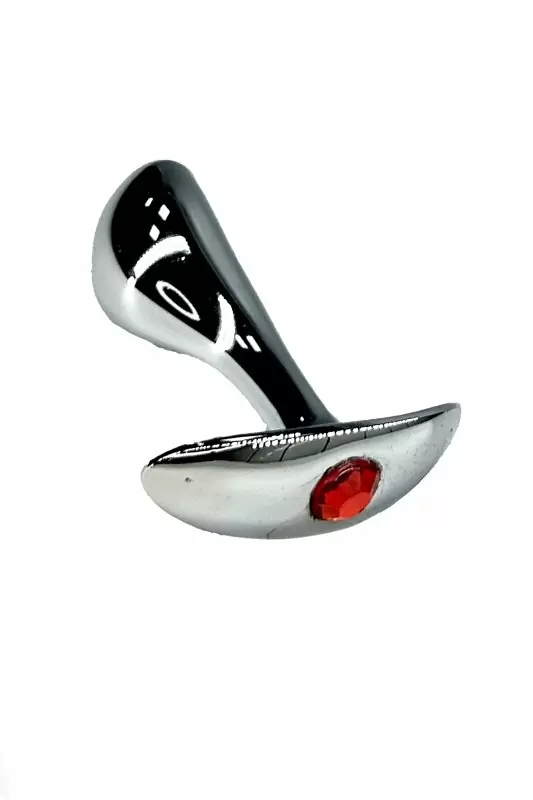 Изогнутая анальная пробка Kanikule с красным кристаллом — диаметр 2,5 см, размер S