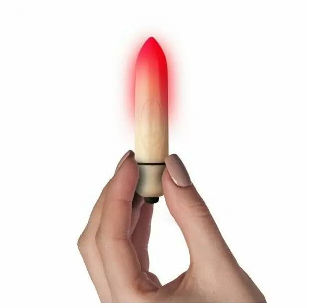 Светящаяся в темноте вибропуля Rock Off. 8 см, ABS-пластик/Красный неон