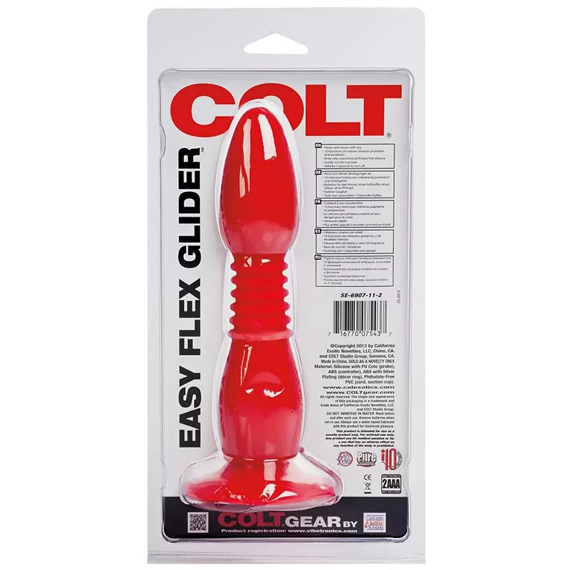 Гибкая анальная пробка с вибрацией COLT Easy Flex Glider – красная