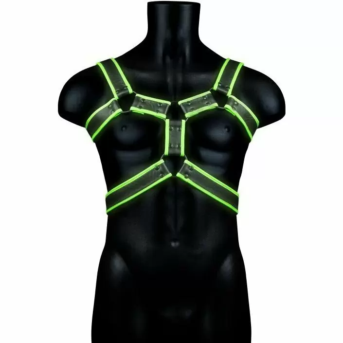 Светящаяся портупея из экокожи Body Harness - Glow in the Dark (L/XL)