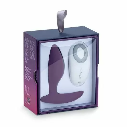Фиолетовая анальная пробка для ношения 8,8см с вибрацией и пультом ДУ We-Vibe Ditto