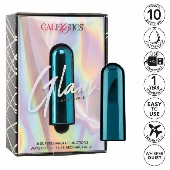 Компактная вибропуля Glam - BLUE, 9 см, 10 режимов, синий