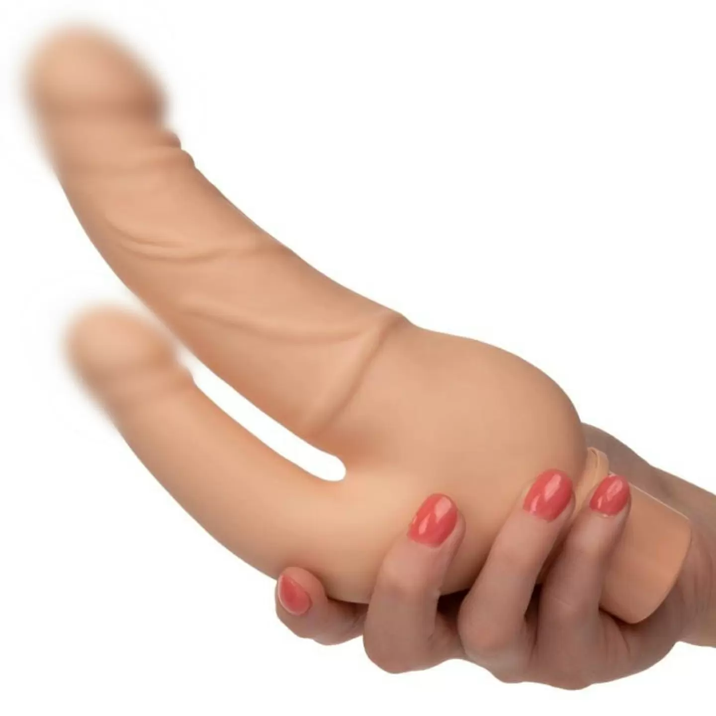 Двойной реалистичный вибратор Over & Under, 11,5 см, 12 режимов, телесный