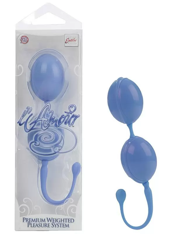 Двойные вагинальные шарики L’Amour, овальные, 11 см, силикон, синий