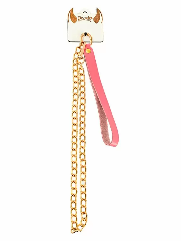 Элегантный поводок Pecado BDSM, с карабином для ошейника, натуральная кожа, розовый