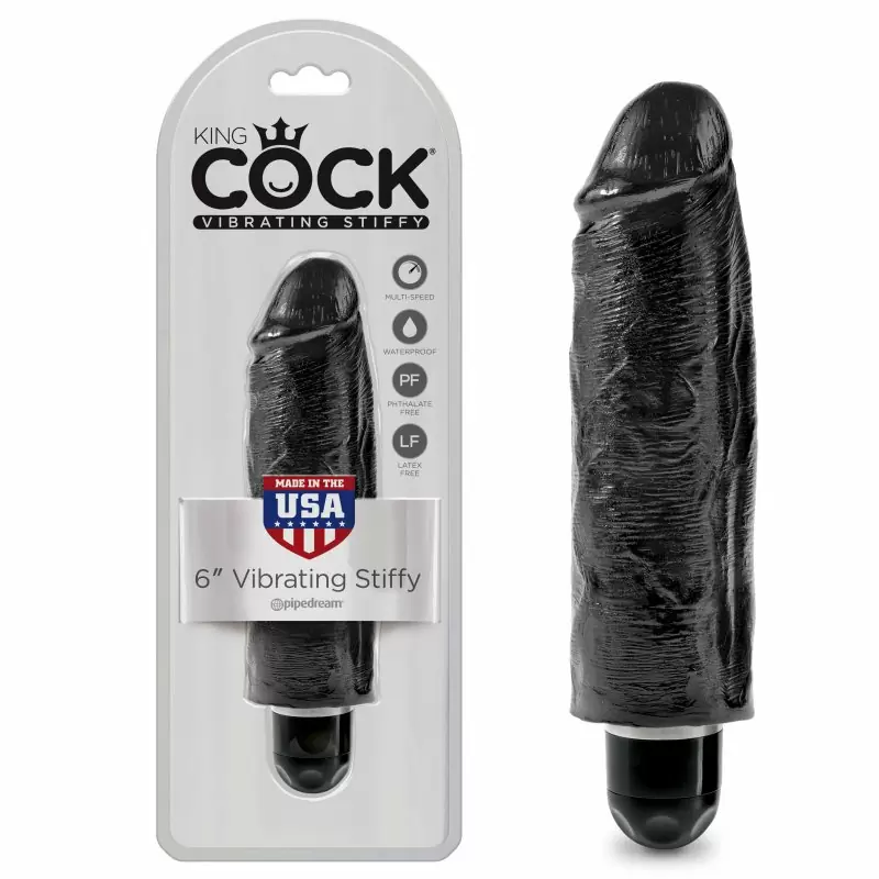 Вибромассажер King Cock 6'' с реалистичной насадкой – черный