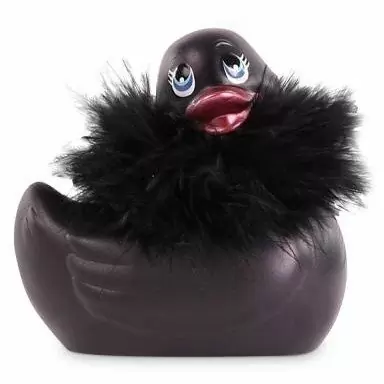 Вибратор-уточка с изящным боа Big Teaze Toys I Rub My Duckie 2.0, чёрный