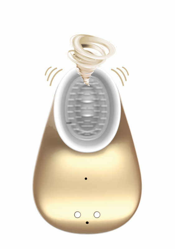 Клиторальный вибратор Twitch Hands с вакуумным эффектом (золотой): 10.5 см, 14 режимов работы, силикон