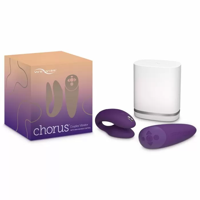 Сенсорный вибратор для пар We-Vibe Chorus Purple, с пультом Д/У, 7,8 см, силикон, фиолетовый