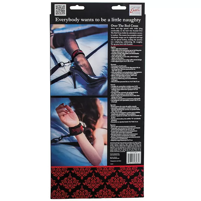 Фиксация для рук и ног Scandal Over The Bed Cross крестообразная с креплением на кровать	