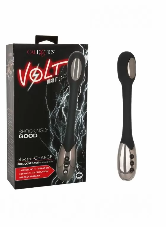 Гибкий вибратор с электростимуляцией Electro-Charge, 23,5 см, 12 режимов, черный