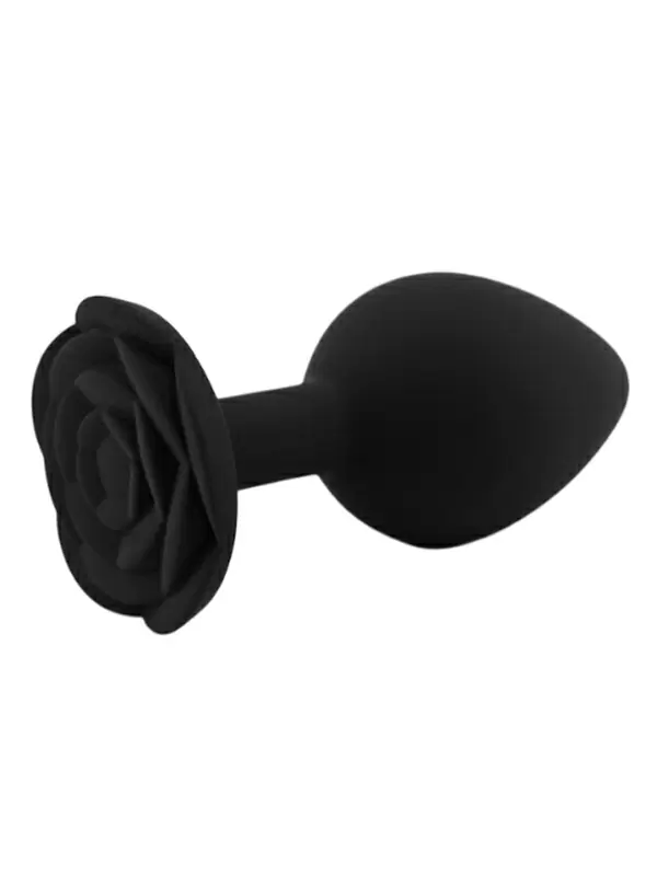 Анальная пробка Kanikule, с ограничителем в форме розочки, размер M, черная