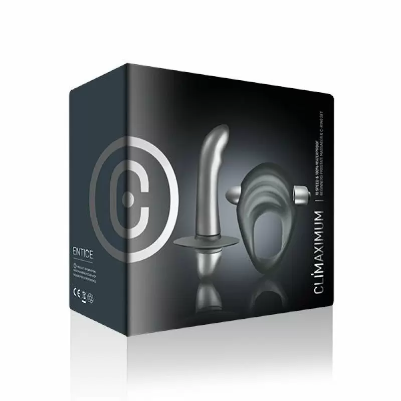 Подарочный набор Climaximum Entice для мужчин: анальная втулка + эрекционное кольцо. 10 режимов вибрации/ABS-пластик, силикон