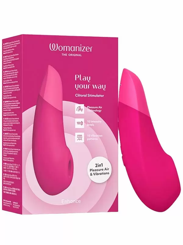 Компактный стимулятор клитора Womanizer Enhance, технология Pleasure Air, 15,8 см, розовый
