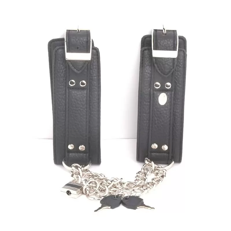 Унисекс поножи с цепями Unisex Leatherette Ankle Cuffs – черный
