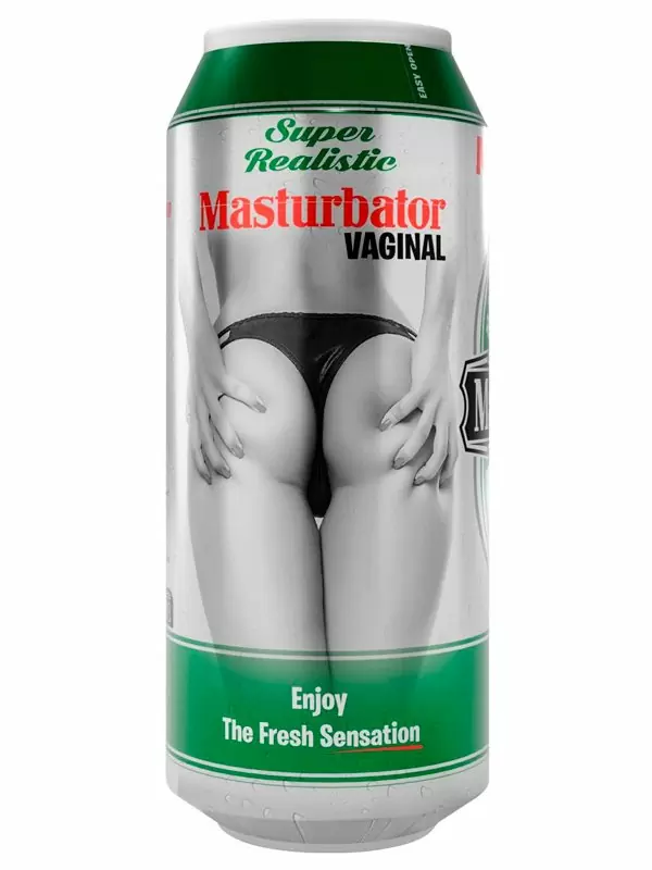 Реалистичный мастурбатор Alive Heineken Vagina II, 16 см, ТПЕ, в форме банки пива