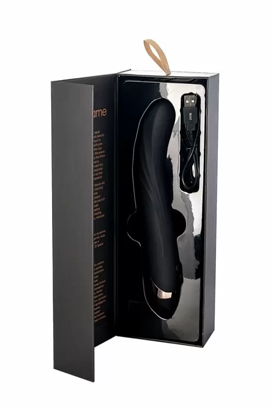 Черный вибратор с функцией ротации Waname D-Splash Tornado, 18,5 см, силикон