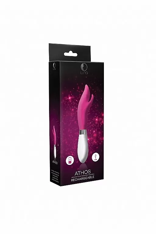 Элегантный вибратор-кролик Athos, 22 см, 10 режимов, силикон, розовый с белым