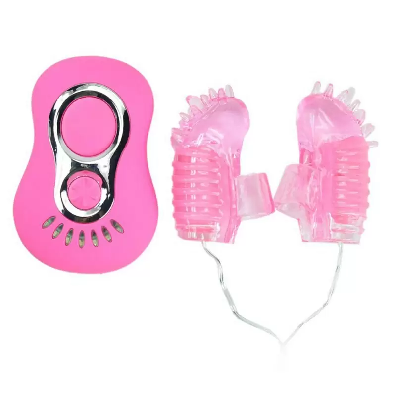 Вибронасадки на пальцы Secret Love с проводным пультом управления – розовый