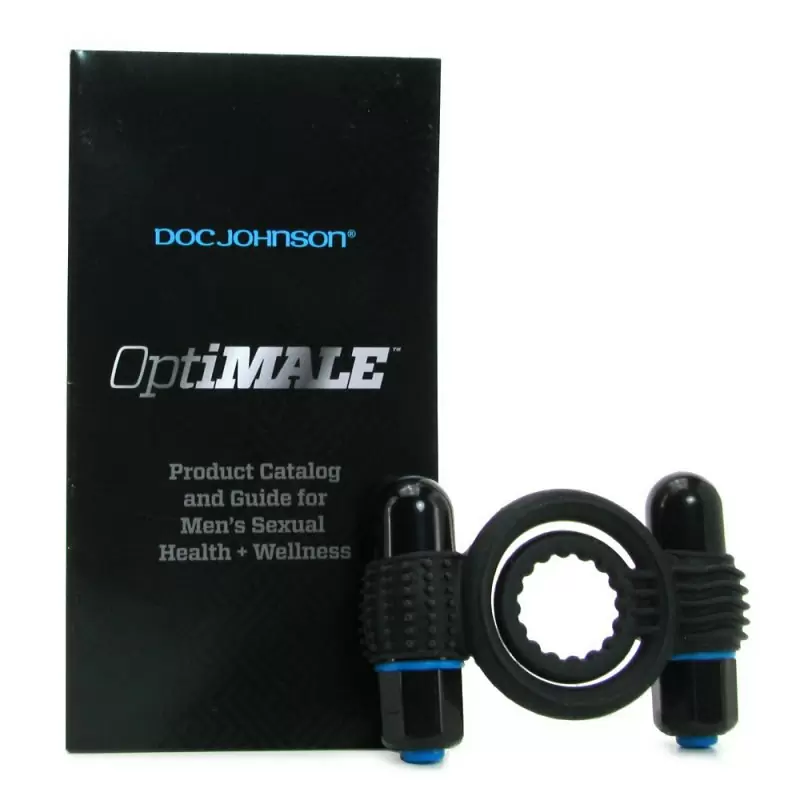 Двойное эрекционное кольцо с вибрацией OptiMALE Vibrating Double C-Ring – черный