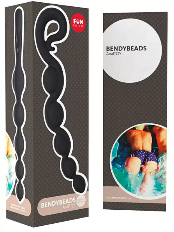 Элегантная анальная цепочка Fun Factory Bendybeads, 5 бусин, 26,3 см, черная