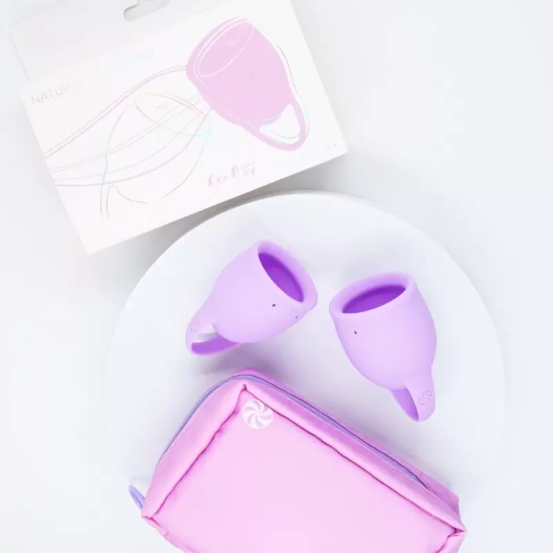 Менструальные чаши Natural Wellness. 15/20мл, лавандовые, медицинский силикон, 12 часов без протекания