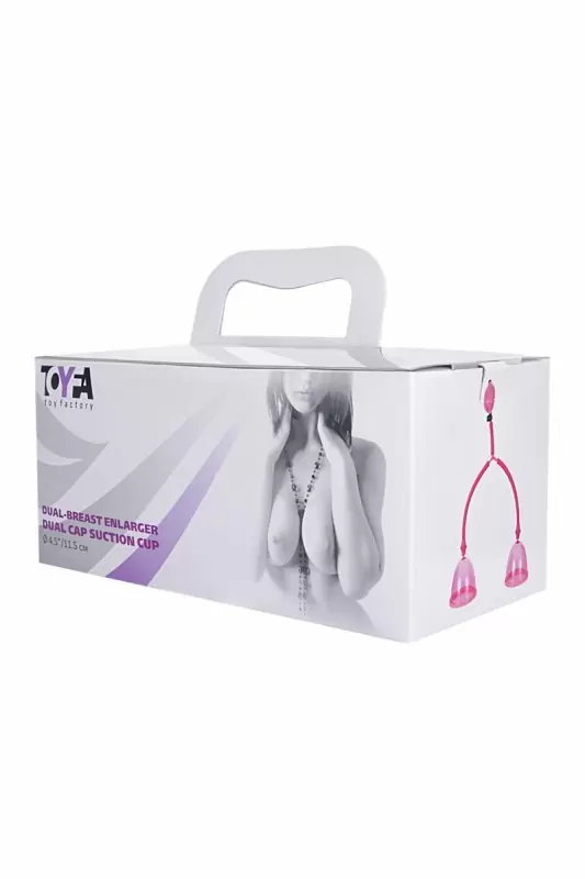Вакуумная помпа для груди TOYFA с двумя чашечками - розовый