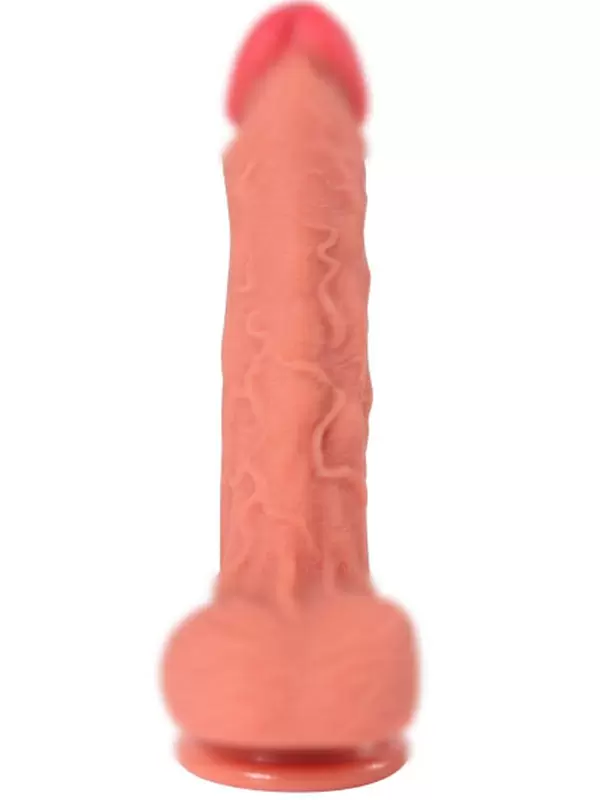 Реалистичный фаллоимитатор Real Dual Layer, 23 см, силикон, телесный цвет