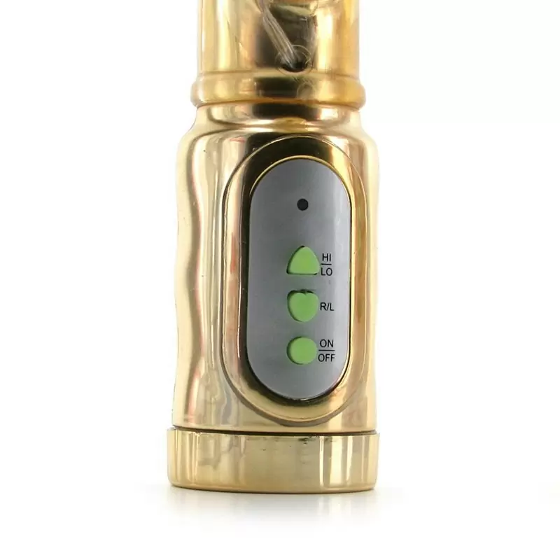 Вибромассажер Хай-Тек Extreme Pure Gold Dual Stim с ротацией – золотистый