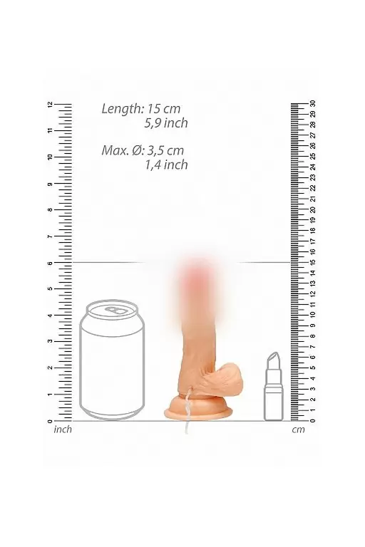 Реалистичный фаллоимитатор Shots toys Vibrating Realistic Cock With Scrotum, с мошонкой, с пультом Д/У, 15 см, 10 режимов