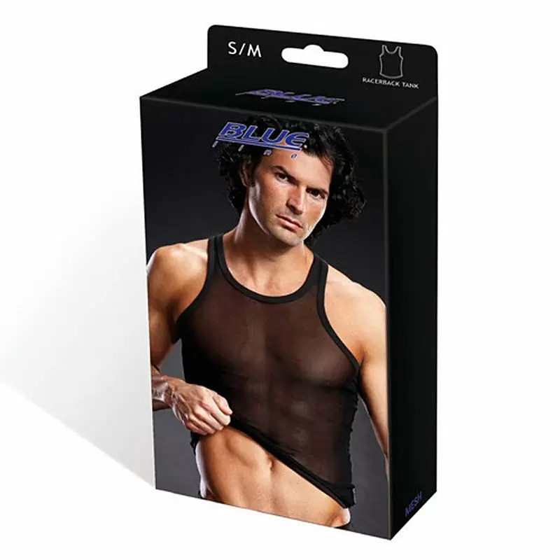 Черная майка-борцовка BlueLine в сетку – S/M