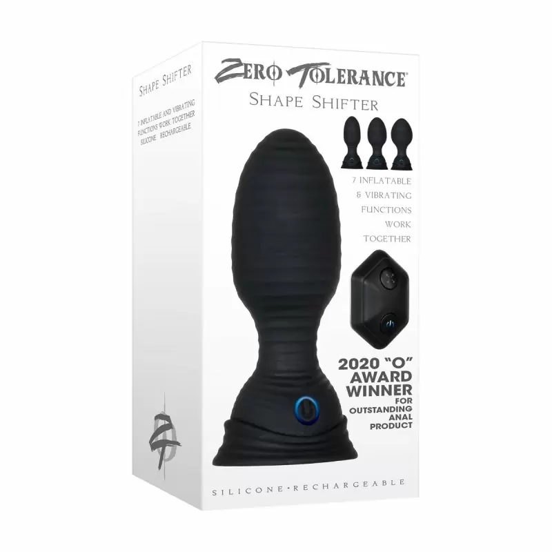 Анальная пробка Zero Tolerance SHAPE SHIFTER с вибрацией, функцией увеличения и пультом ДУ 