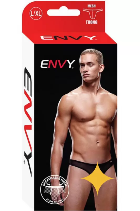 Трусы-стринги Envy мужские — черные, нейлон / спандекс, размер L/XL
