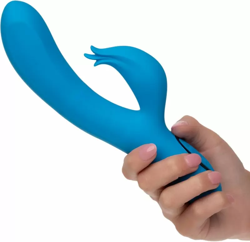Изогнутый вибратор-кролик AZURE COLLECTION - FLUTTER G, 22,8 см, силикон, голубой