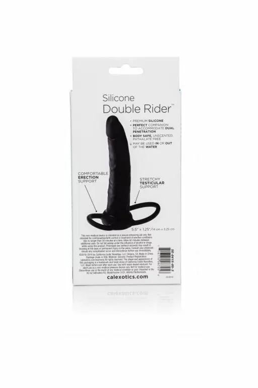 Реалистичный страпон для двойного проникновения California Exotic Novelties Silicone Double Rider, 14 см, силикон, черный