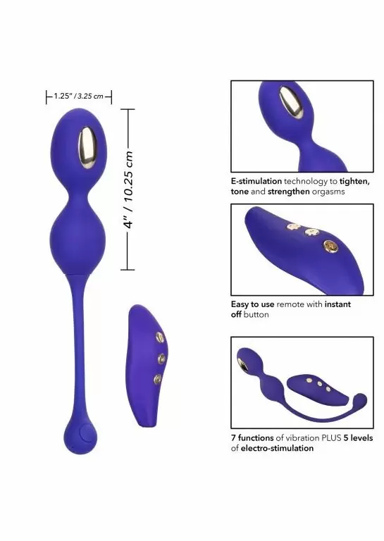 Двойные вагинальные шарики Impulse Intimate E-Stimulator Dual Kegel, с электростимуляцией, 10,25 см, фиолетовый