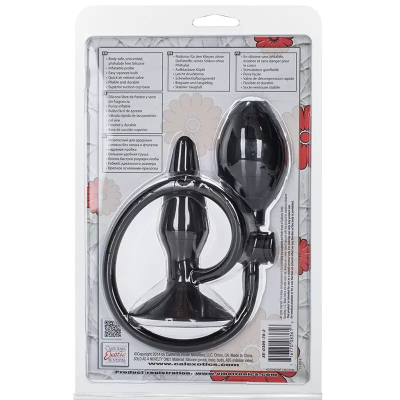 Анальная пробка с насосом Booty Pumper малая – черная	