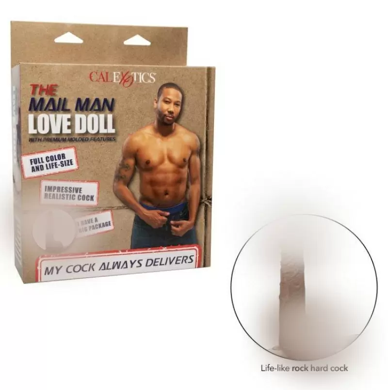 Надувная секс-кукла с фаллосом THE MAIL MAN LOVE DOLL, ПВХ, коричневый