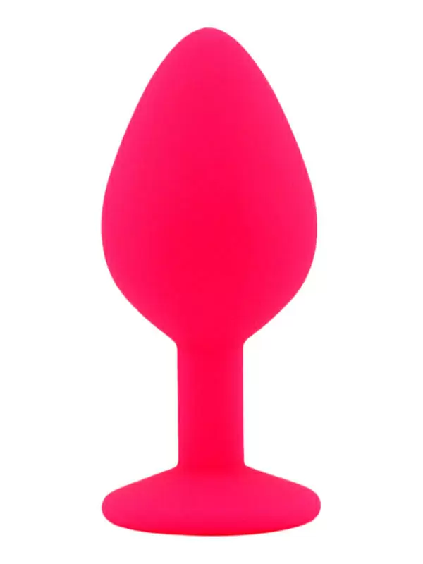 Средняя силиконовая анальная пробка Kanikule Medium с кристаллом – розовый с желтым