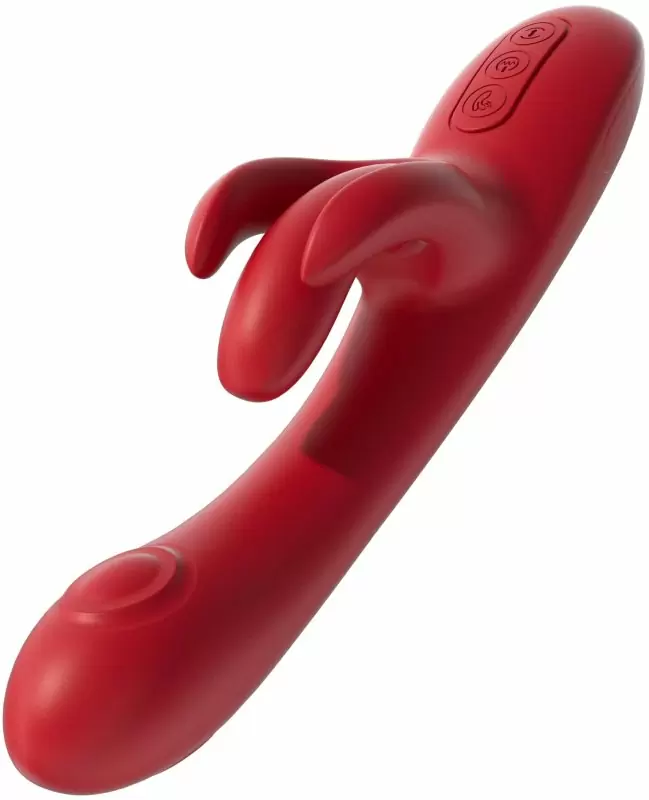 Инновационный вибратор-кролик Amovibe Trio Bliss, 25 см, 10 режимов, силикон, красный 