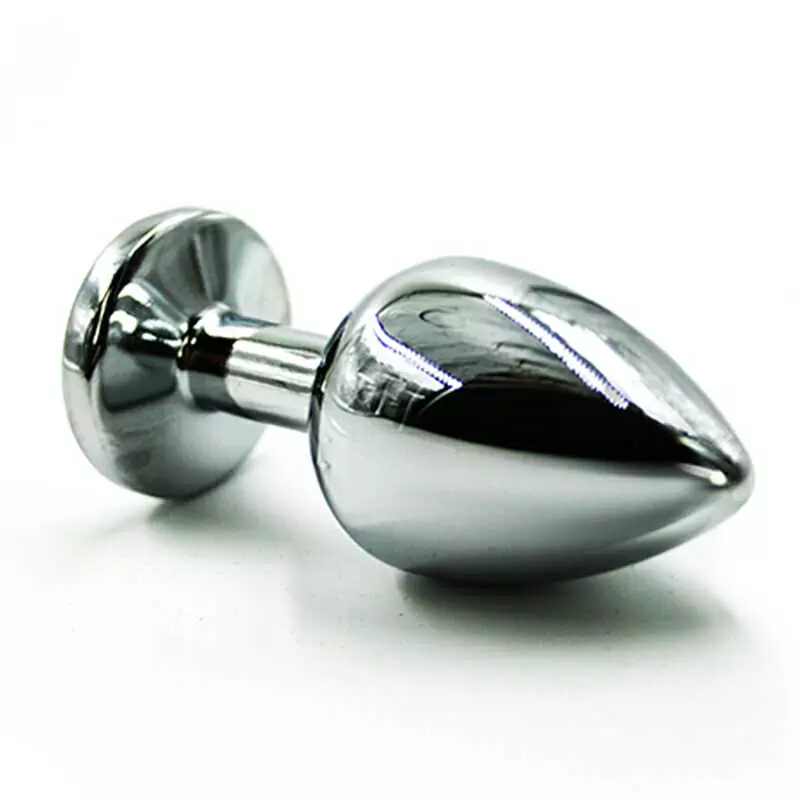 Маленькая алюминиевая анальная пробка Kanikule Small с кристаллом – серебристый с красным