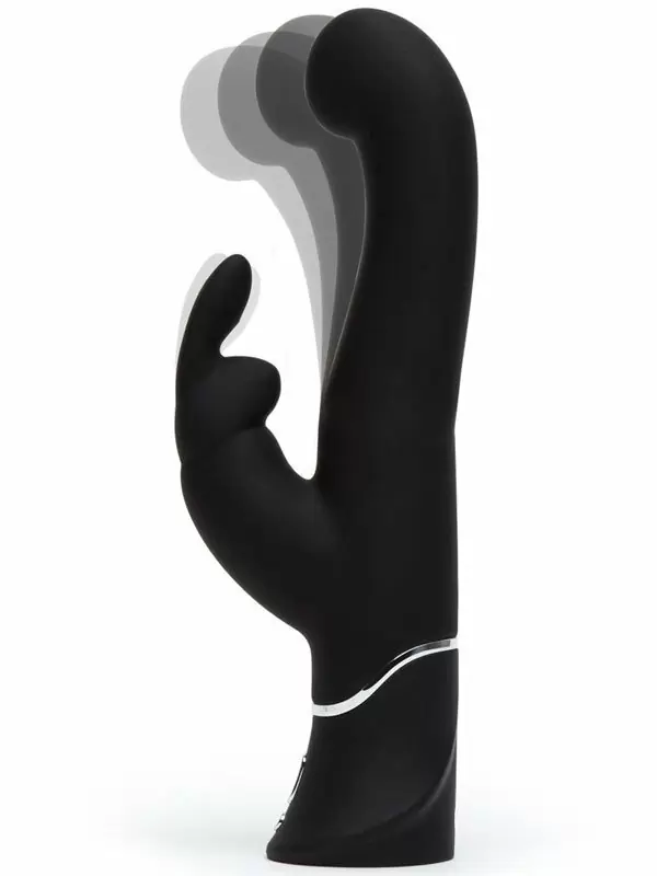 Изогнутый вибратор-кролик Happy Rabbit Stroker, два мотора, 24,2 см, черный