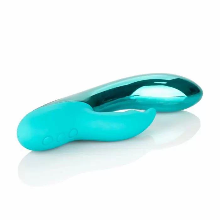 Вибромассажер-кролик DazzLED Brilliance с пульсирующей светодиодной подсветкой - бирюзовый