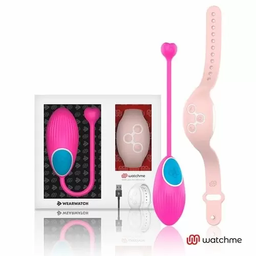 Ребристое виброяйцо Dream Love WEARWATCH EGG WIRELESS TECHNOLOGY WATCHME FUCHSIA / SOFT PINK, с пультом Д/У, 8,5 см, 7 режимов, силикон